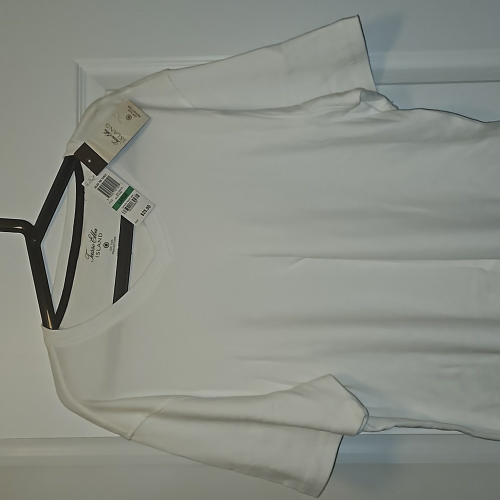 Men's Tasso Elba White Premium V-Neck Shirt Size Large